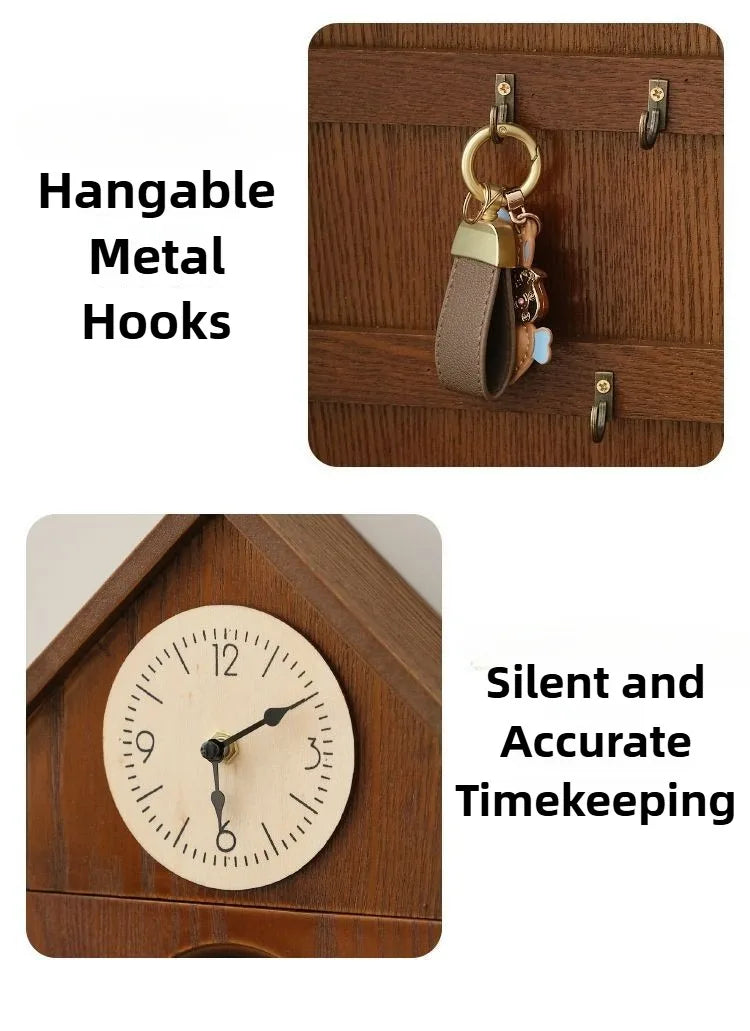 Wall Art Wooden Clock . Key HangerD