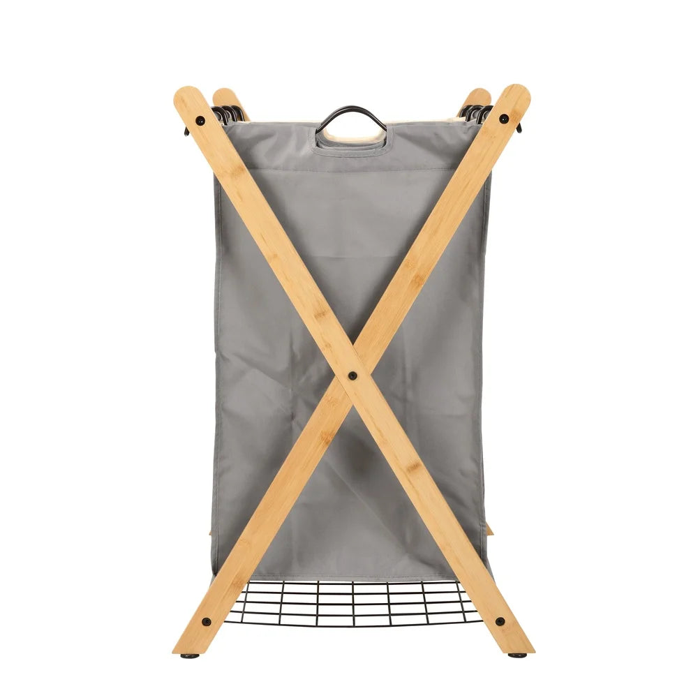 3-Bag Bamboo Metal Laundry Hamper