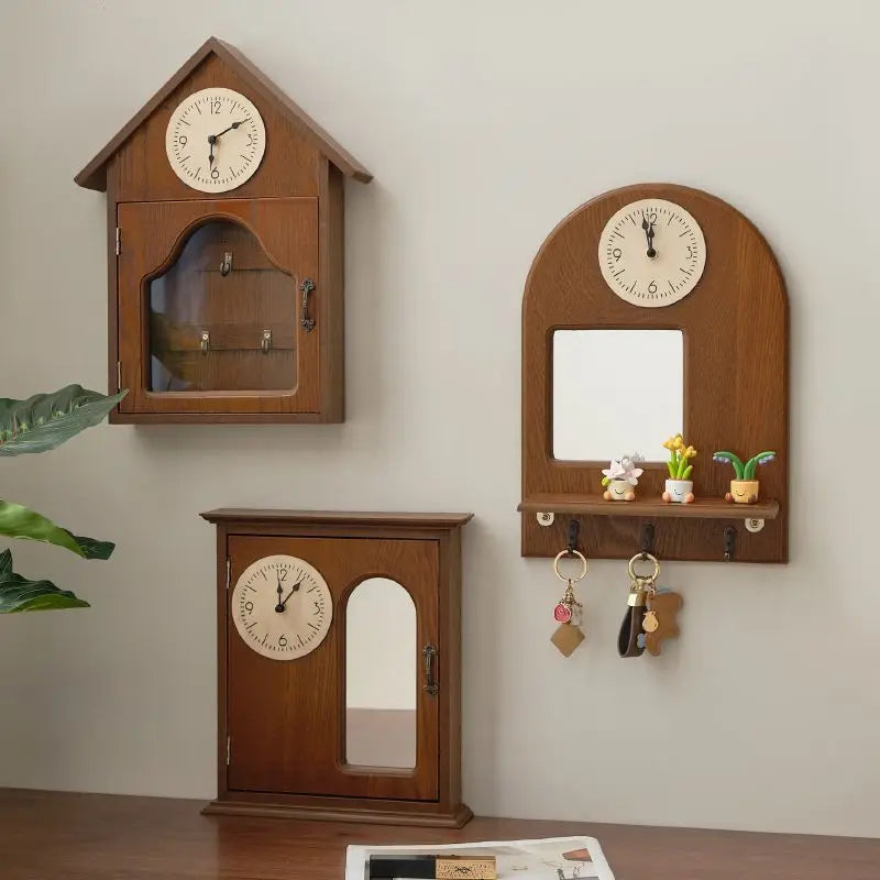 Wall Art Wooden Clock . Key HangerD