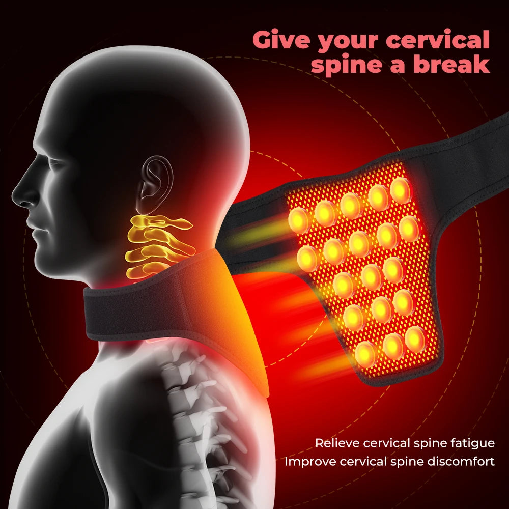 19pcs Self Heating Tourmaline Neck Support Brace Belt Infrared Magnet Therapy Reusable Neck Protector Relieve Pain Health Care