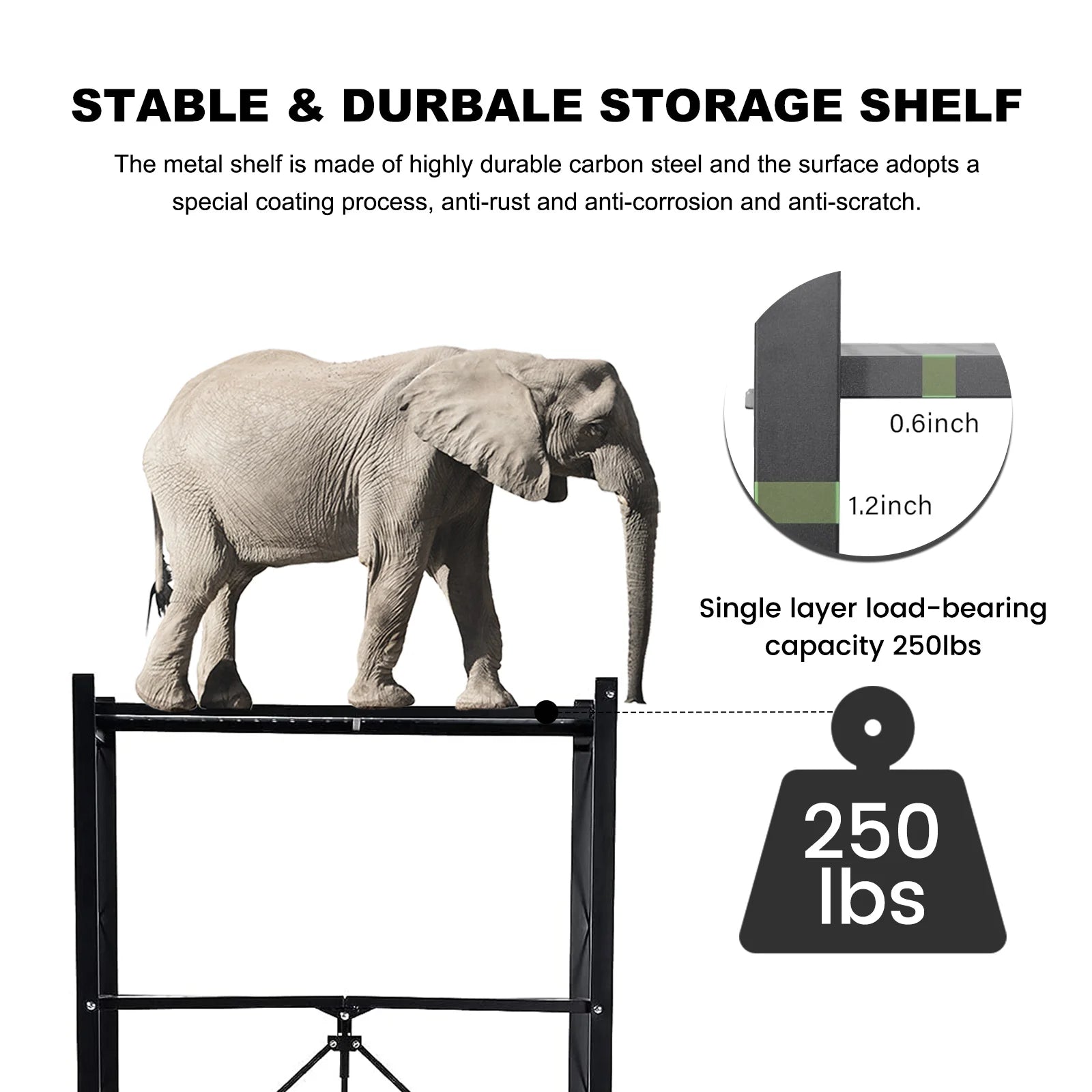 Storage Shelving 5-Tier With Wheel Unit Metal Shelf Adjustable Heavy Duty Foldable Organizer Rack for Home Kitchen Office Pantry