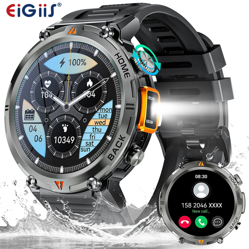 Bluetooth smartwatch for men Full Touch Screen With Health Monitor heart rate Flashlight Smart watch