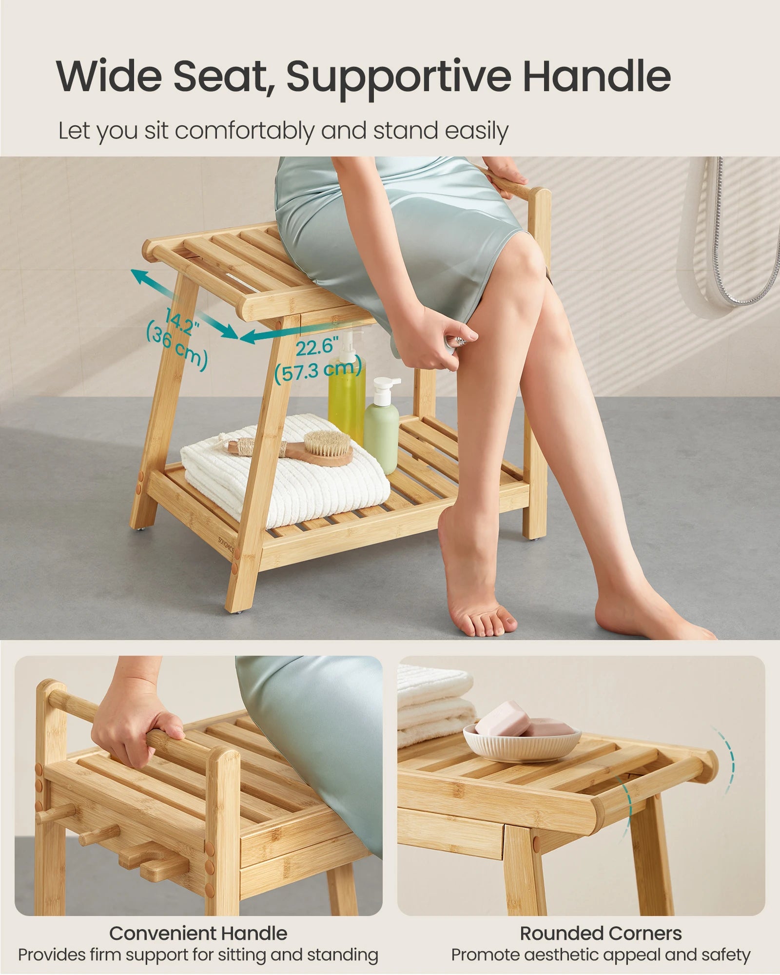 Bamboo ShowerStorage Shelf, Water Resistant