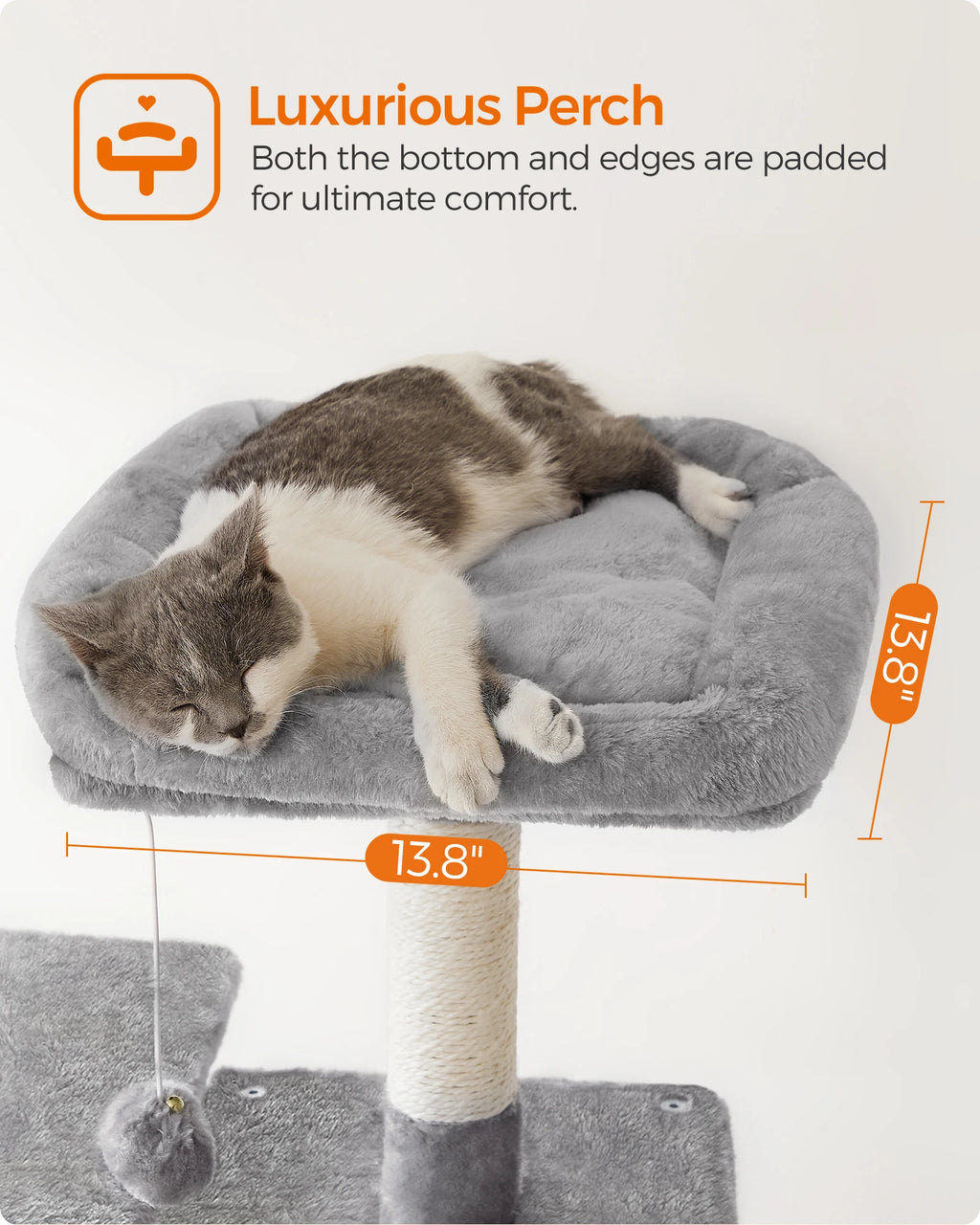 Cat Tree, 56.3-Inch Tower for Indoor Cats, Multi-Level Cat Condo with 4 Scratching Posts, 2 Perches, Hammock, Cave