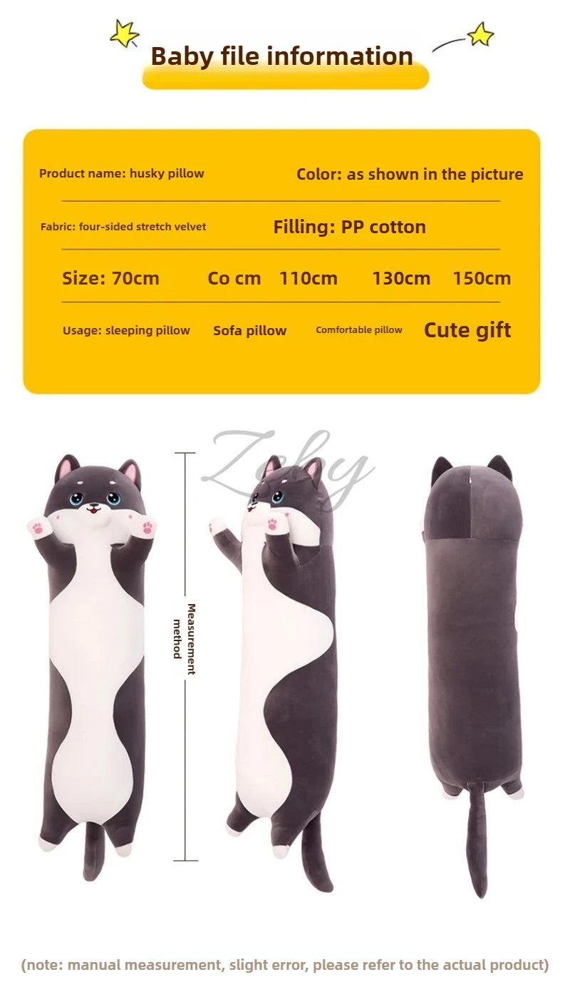 Lovely Husky Side Sleeping Body Pillow 50-150cm Bed Sofa Home Decorative Long Pillow Classmate Friend Birthday Present Cute Gift