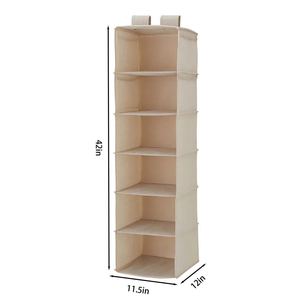 Canvas 6-Shelf Hanging Closet Organizer