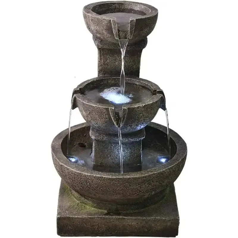 Outdoor Waterfall Fountain with LED Lights