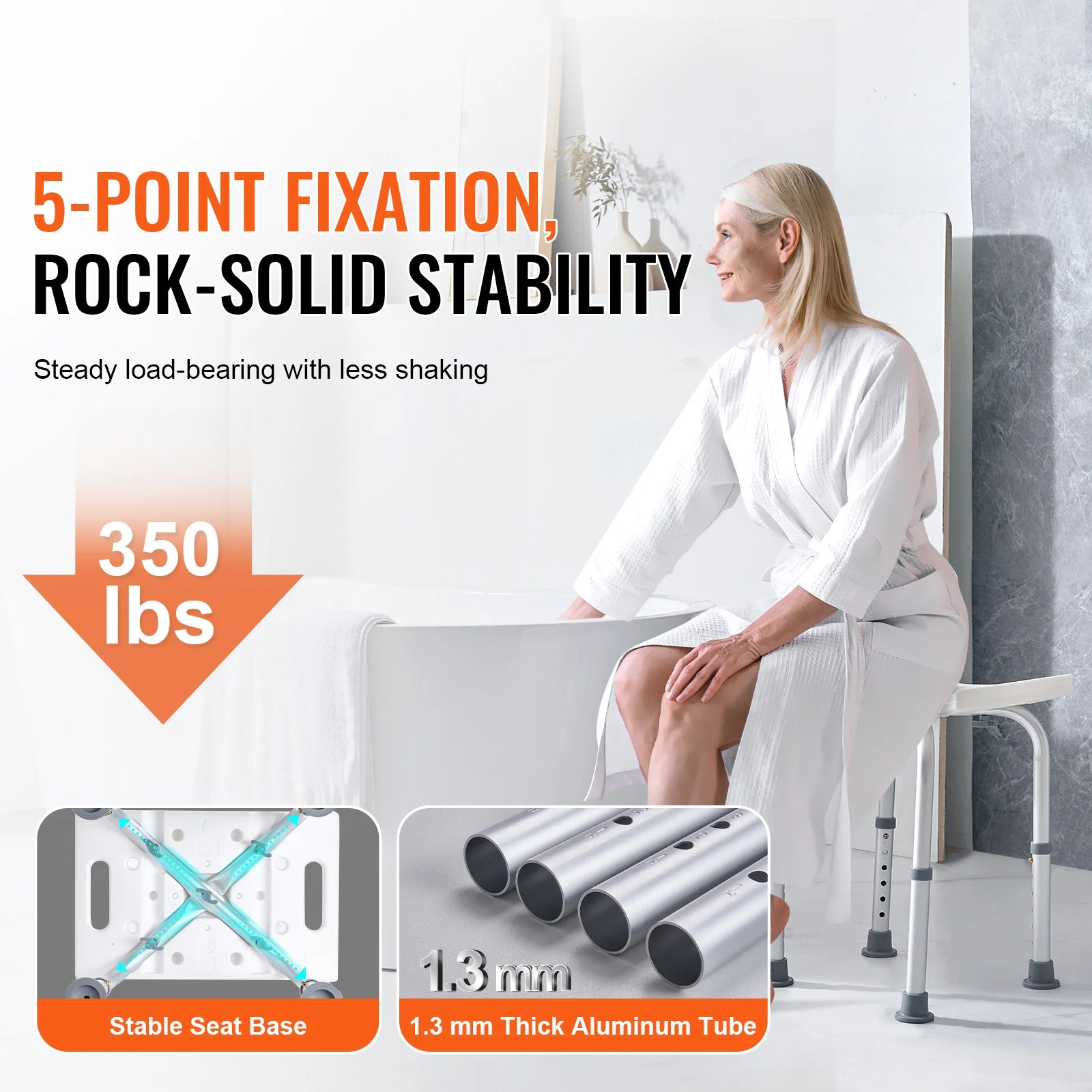 Shower Chair Stool with Built-in Handles