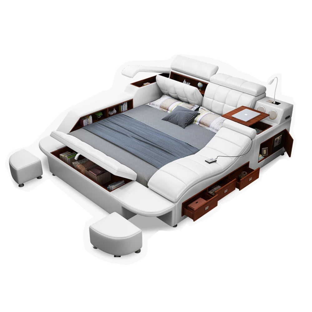 Bed Tech Smart Beds Leather Upholstered Bed with Audio