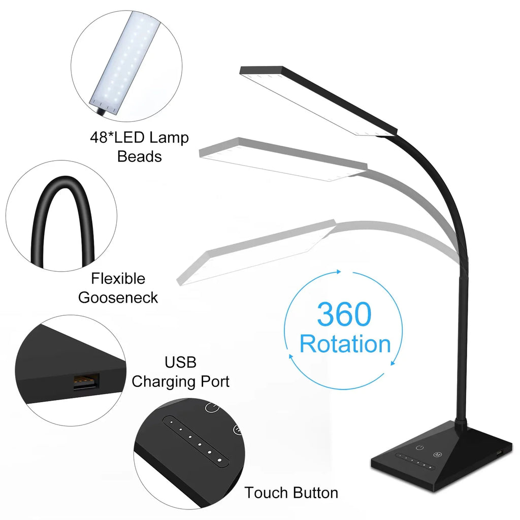 LED Desk Lamp Flexible Touch Sensor LED Reading Dimmable Lamp Night Light