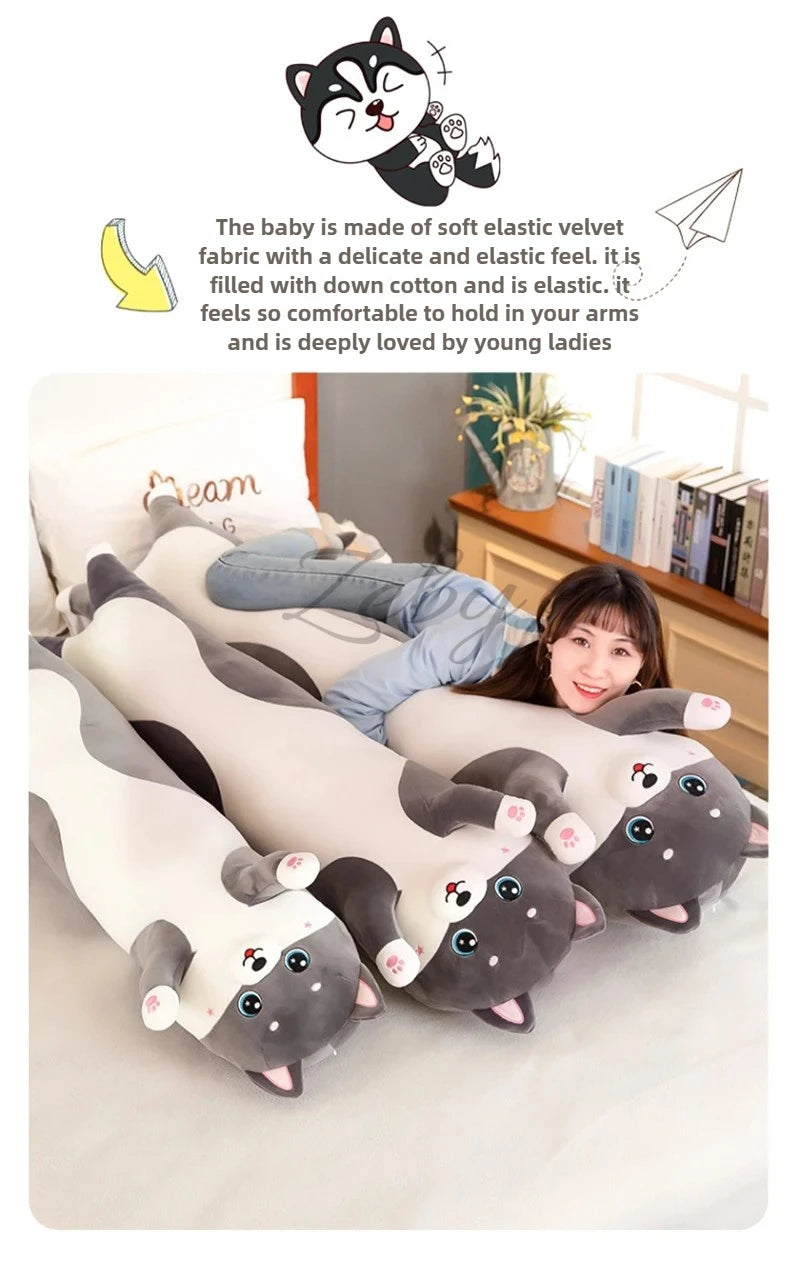 Lovely Husky Side Sleeping Body Pillow 50-150cm Bed Sofa Home Decorative Long Pillow Classmate Friend Birthday Present Cute Gift