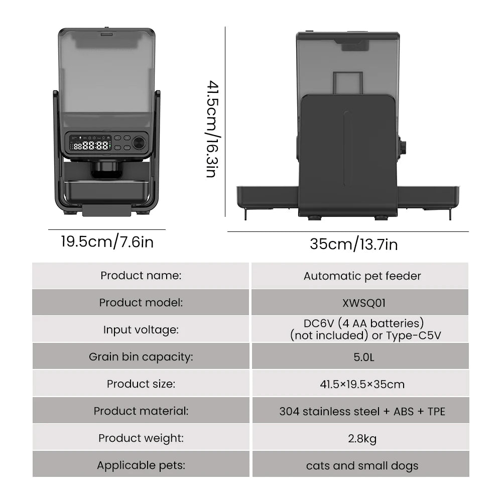 Smart Pet Feeder Automatic for Cats and Dogs - with Timed & Quantitative Feeding, Slow Food Function, Automatic Food Dispenser