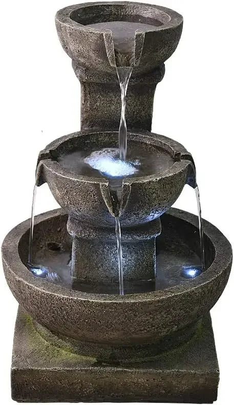 Outdoor Waterfall Fountain with LED Lights