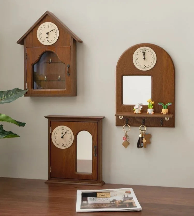 Wall Art Wooden Clock . Key HangerD