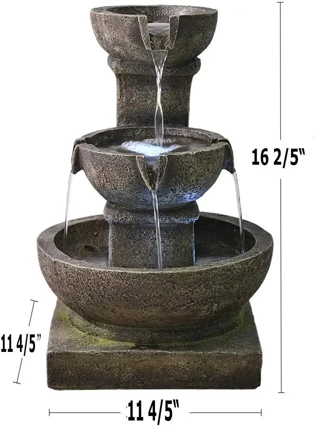 Outdoor Waterfall Fountain with LED Lights