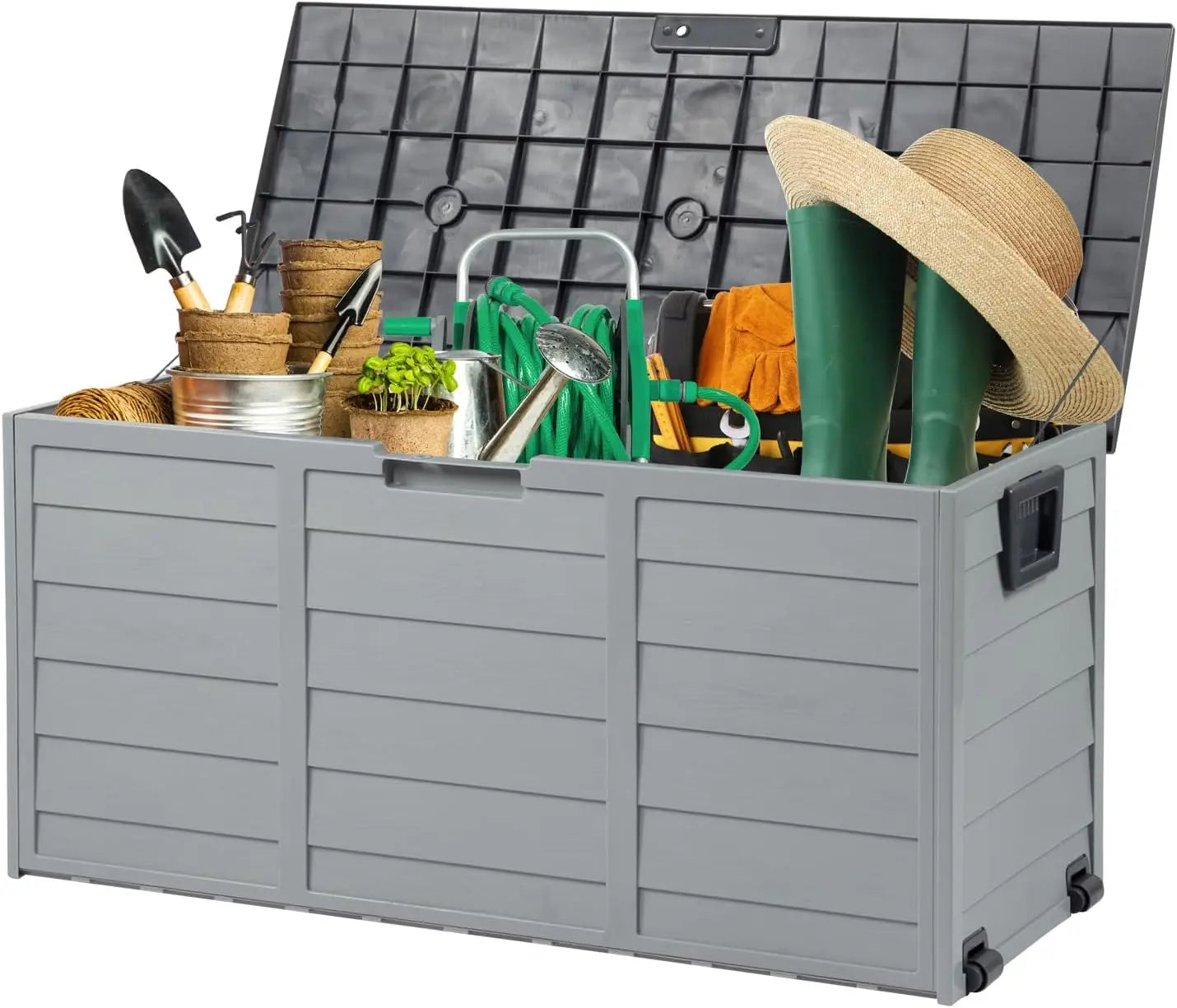 75 Gallon Outdoor Storage Box, Lockable Plastic
