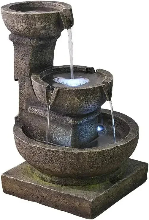Outdoor Waterfall Fountain with LED Lights