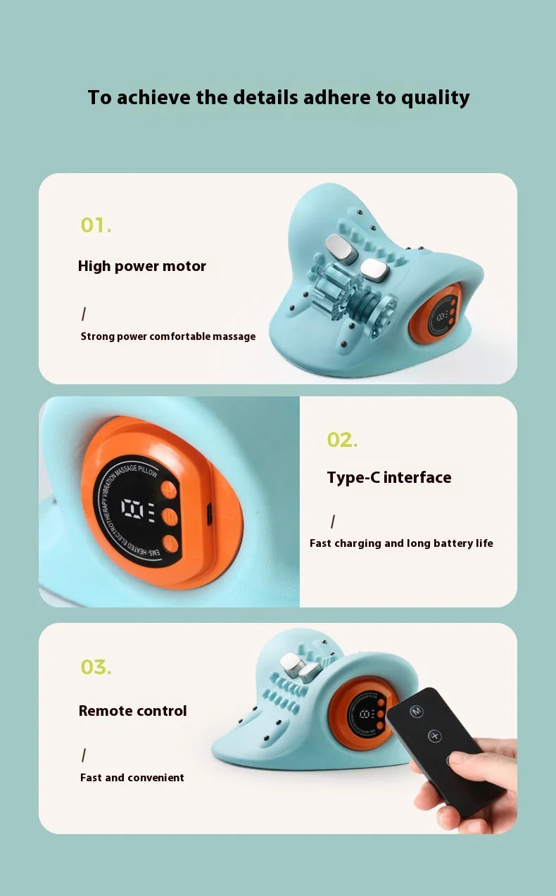 1PCS neck massager, finger pressure neck massager, with electric shoulder and neck massage, massage pillow neck, back, shoulder