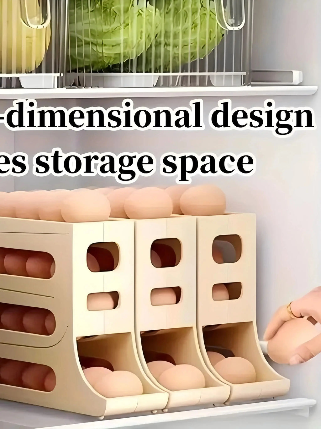 4 Tiers Egg Holder for Fridge， Automatic Egg Rolling Rack, 30 Eggs Storage Rack, Egg Distributor for Refrigerator, Egg Storage
