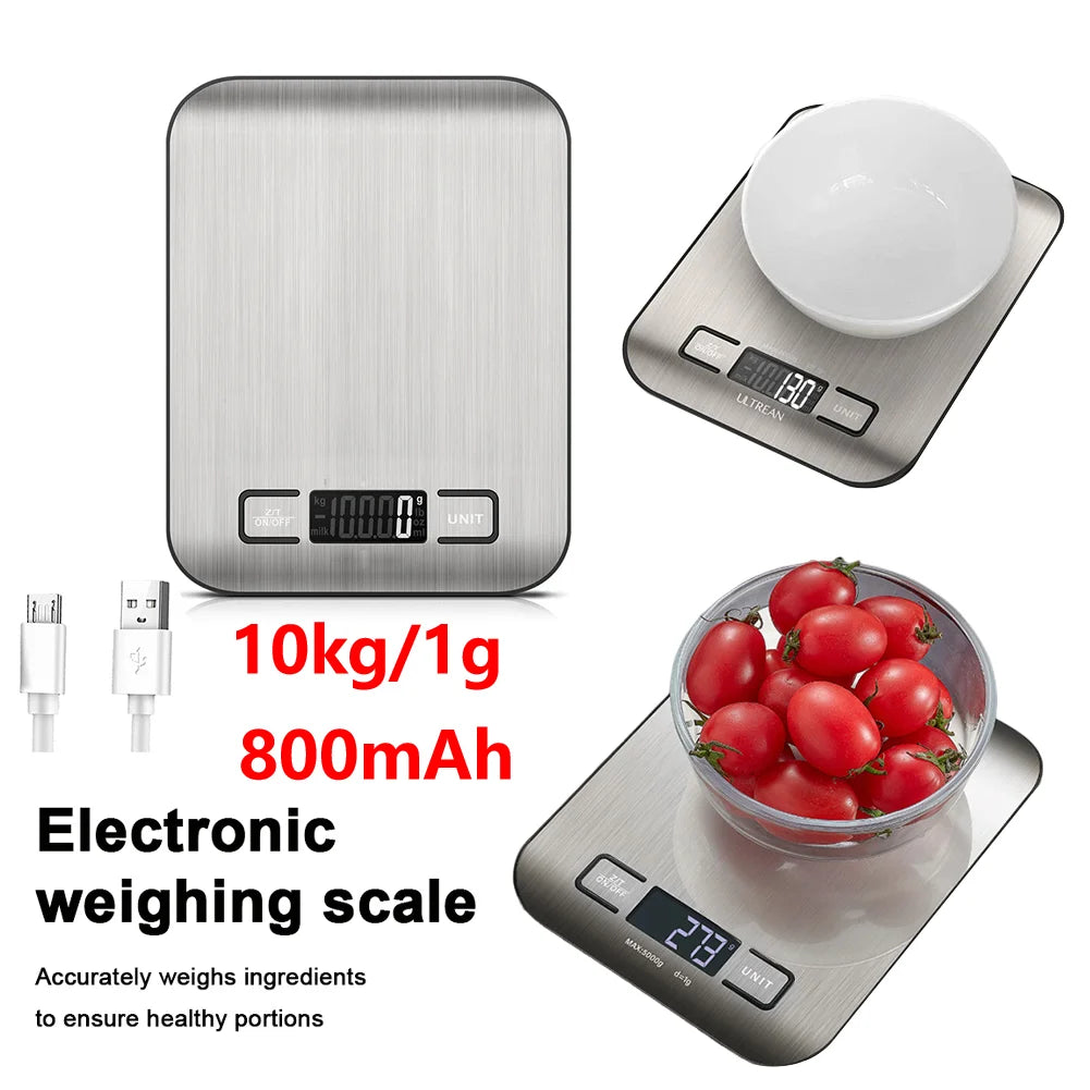 Digital Scale USB Charging LCD Display Stainless Steel Electronic Scales Jewelry Food Snacks Weighing Baking Tools