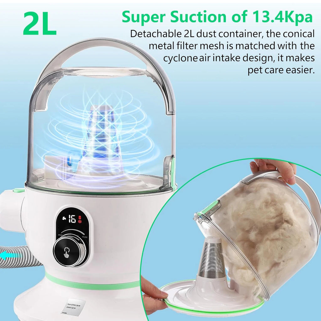 Pet Grooming Kit with 2L Vacuum Suction