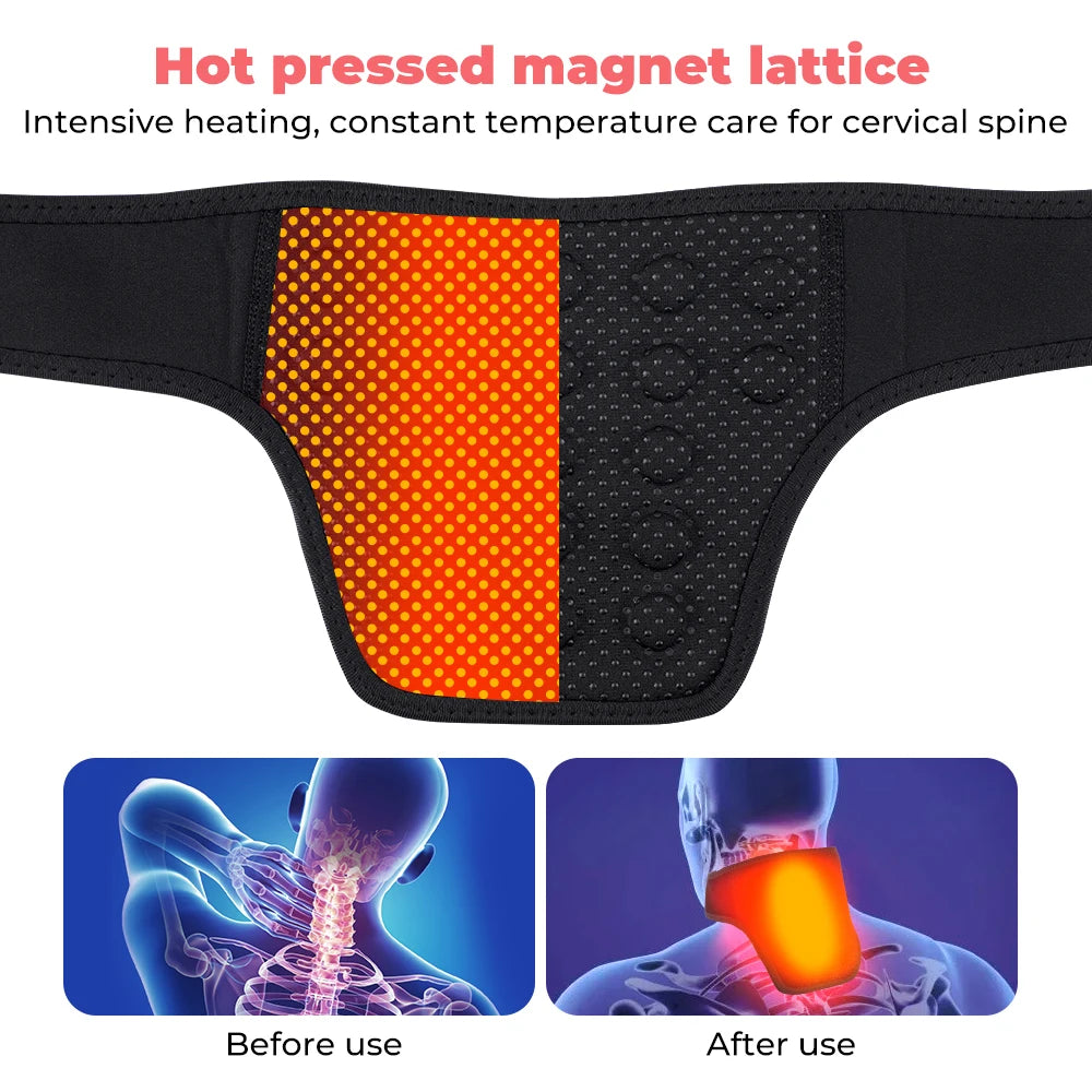 19pcs Self Heating Tourmaline Neck Support Brace Belt Infrared Magnet Therapy Reusable Neck Protector Relieve Pain Health Care
