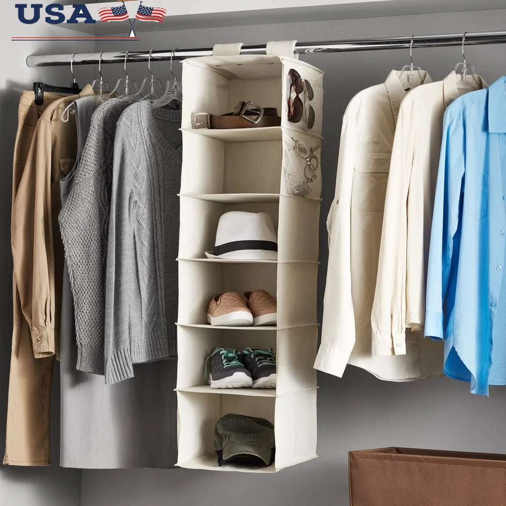 Canvas 6-Shelf Hanging Closet Organizer