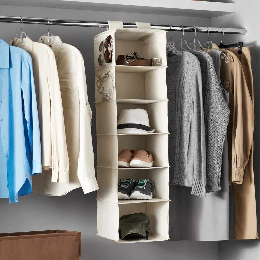 Canvas 6-Shelf Hanging Closet Organizer