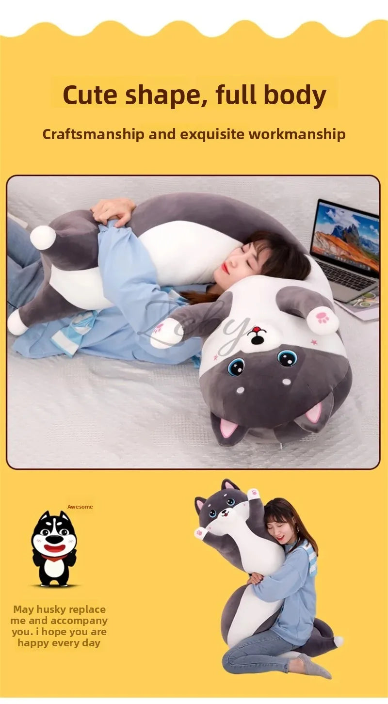 Lovely Husky Side Sleeping Body Pillow 50-150cm Bed Sofa Home Decorative Long Pillow Classmate Friend Birthday Present Cute Gift