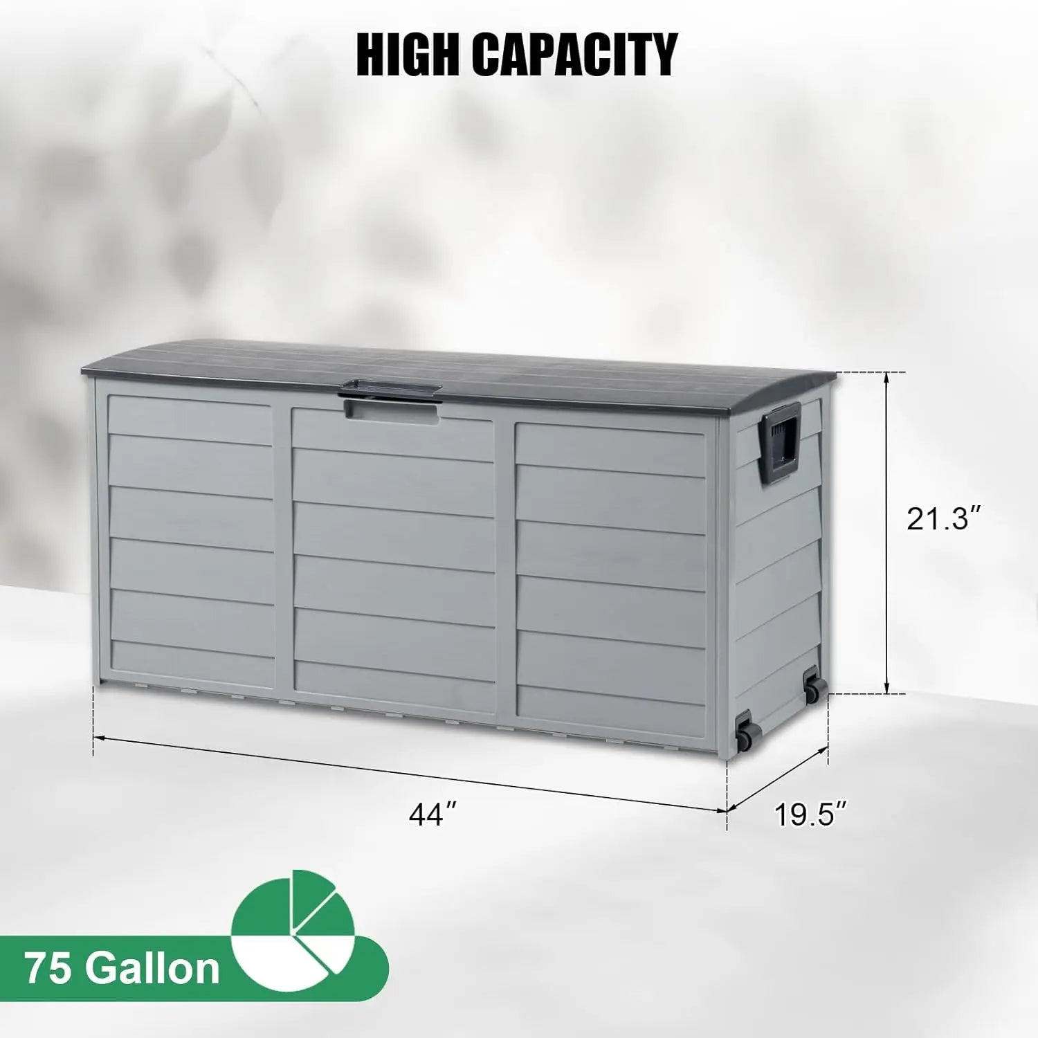 75 Gallon Outdoor Storage Box, Lockable Plastic