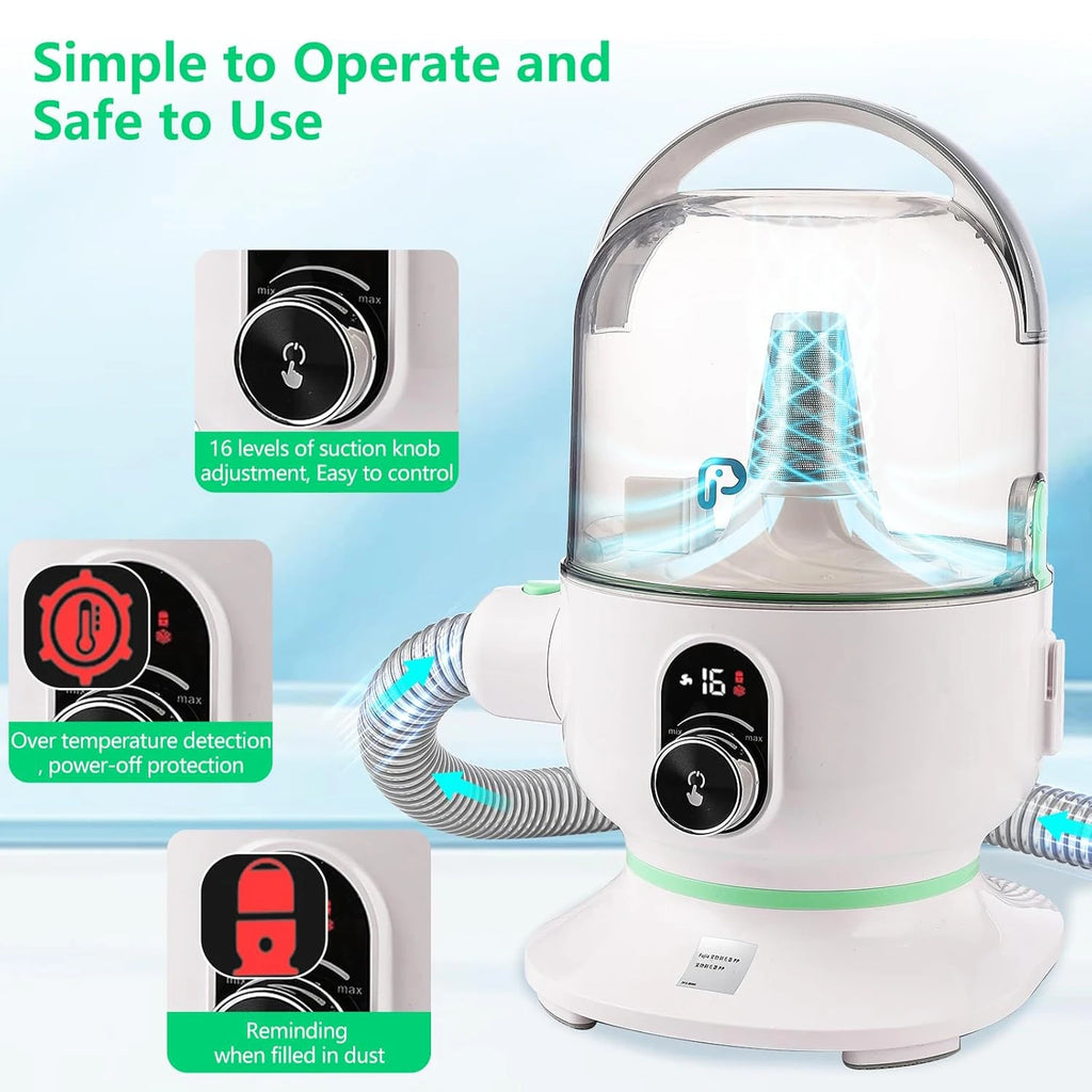 Pet Grooming Kit with 2L Vacuum Suction